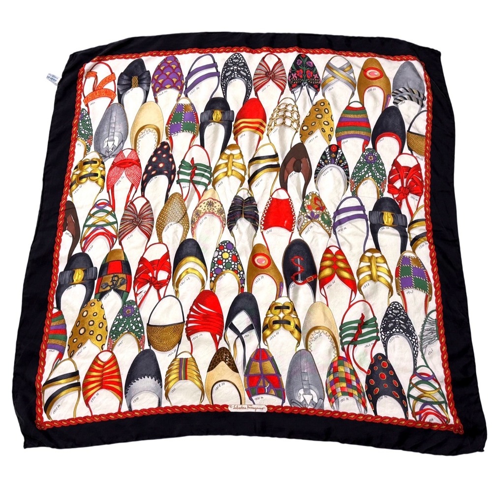 Salvatore Ferragamo multicolour shoe collection silk scarf - 33x34